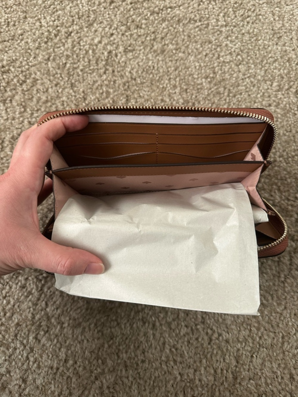 kate spade brown pebbled leather zip-around wallet - Picture 7 of 10